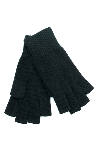 Portolano Fingerless Cashmere Gloves In Black