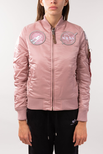 Alpha Industries Ma-1 Vf Nasa Wmn Pink Nylon Nasa Bomber Jacket In Rosa  Argento | ModeSens