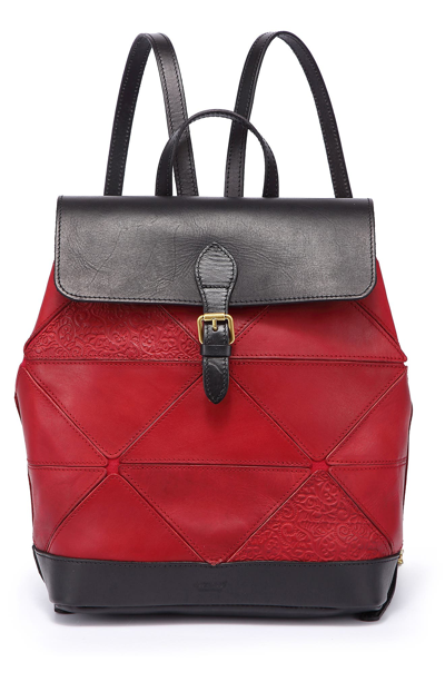 Old Trend Prism Leather Backpack In Red