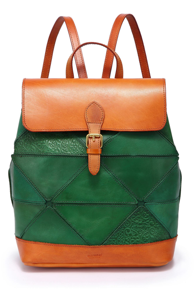 Old Trend Prism Leather Backpack In Green