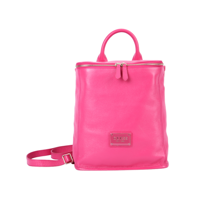 Guess /盖尔斯 Yakima系列 新款女士时尚亮色牛皮双肩包大容量直筒包背包女 In Pink