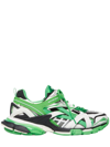 Balenciaga Men's Track 2 Metallic Caged Trainer Sneakers In Green