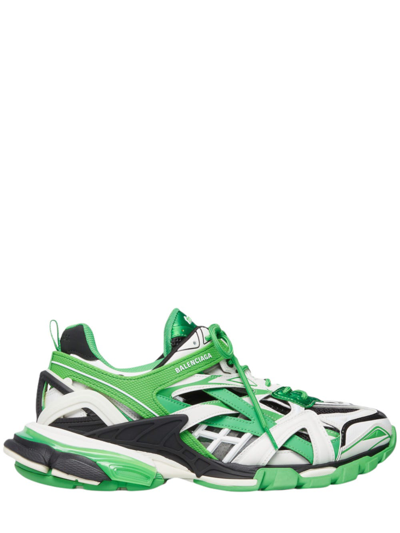 Balenciaga Men's Track 2 Metallic Caged Trainer Trainers In Green