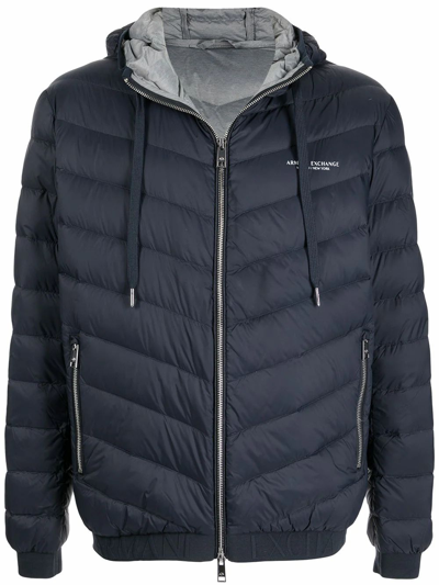 Armani Exchange Packable Down Puffer Jacket In Blue