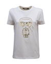 KARL LAGERFELD KARL LAGERFELD WOMEN'S WHITE COTTON T-SHIRT,216W1705100 L