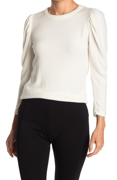 Renee C Puff Sleeve Crew Neck Top In Ivory