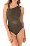 Miraclesuit Azura Mesh High-neck One-piece Swimsuit In Olivetta