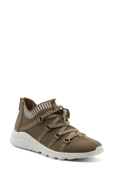 Adrienne Vittadini Women's Tallie Stretch Knit Sport Lace-up Sneakers Women's Shoes In Taupe