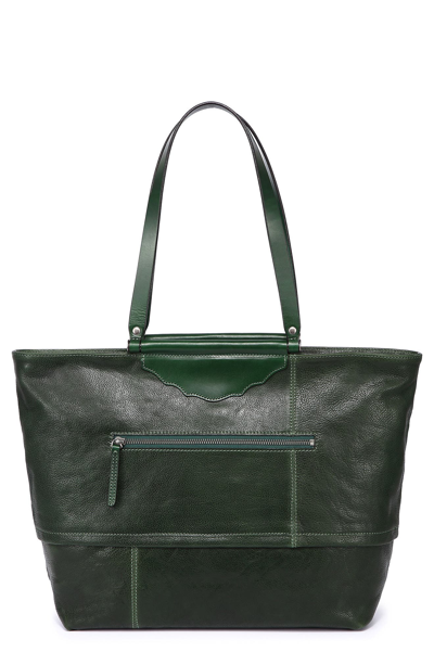 Old Trend Holly Leaf Leather Tote In Kale