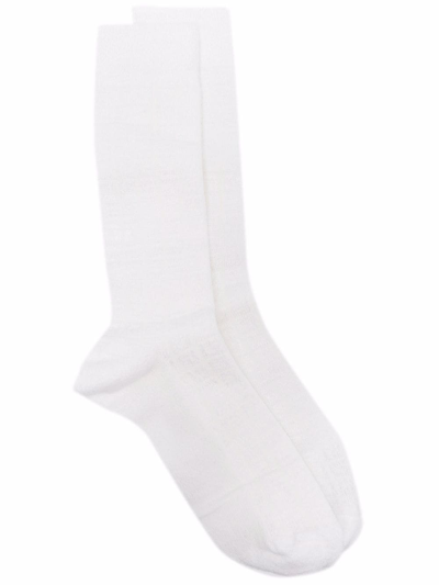 Givenchy Ribbed-trim Ankle-length Socks In 白色