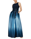 Sl Fashions Petite Long Ombre Satin Dress In Navy,wedgewood