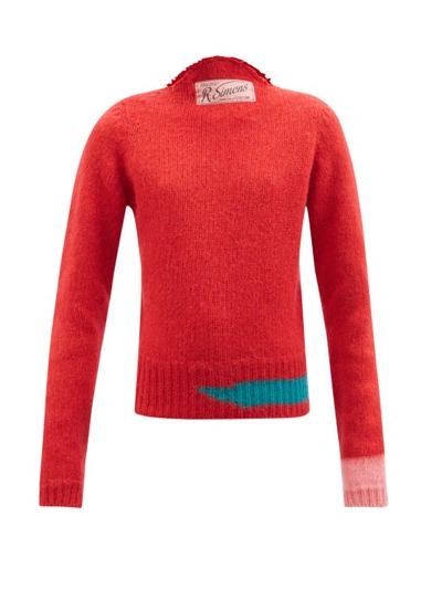 Raf Simons Vintage Knit Contrast Detail Sweater In Red
