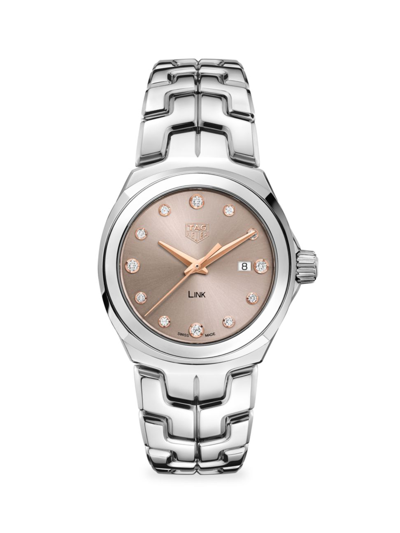 Tag Heuer Lady Link 32mm Taupe Sunray Dia Dl Pl Brclet In Silver