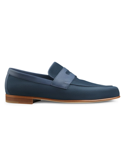 John Lobb Men's Hendra Suede Penny Loafers In Denim