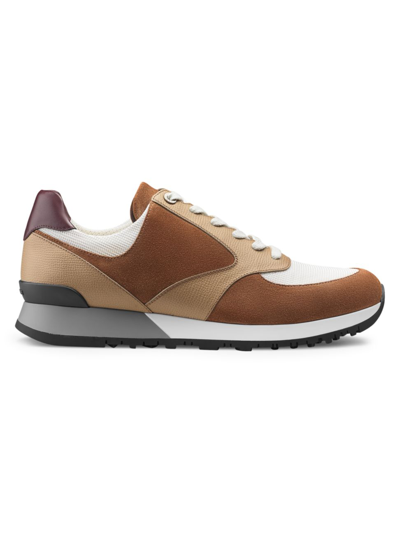John Lobb Foundry Suede, Textured-leather And Mesh Trainers In Multi-colour