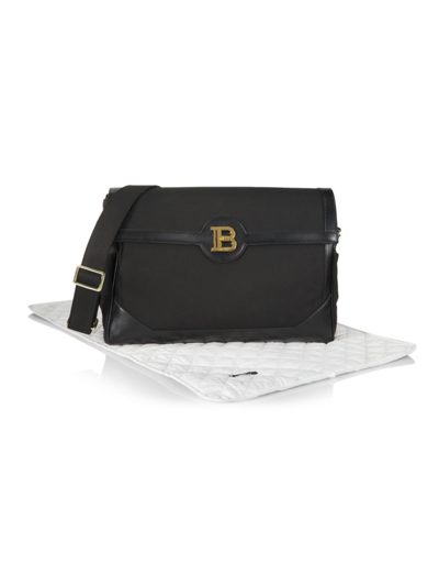 Balmain Turn-lock Diaper Bag With Changing Pad In 930 Black