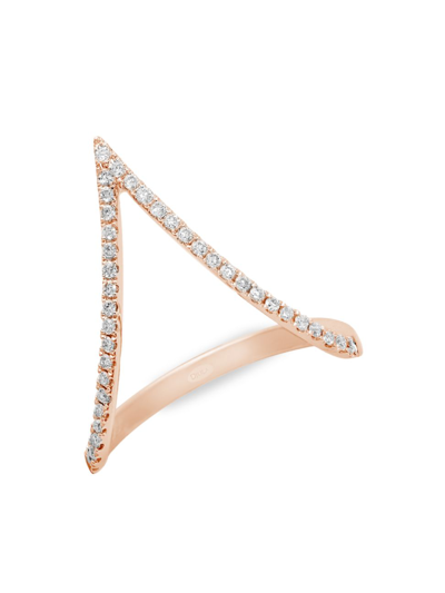 Djula Women's Graphique 18k Rose Gold & Diamond V Ring In Pink Gold