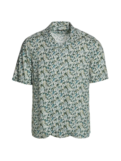 Saks Fifth Avenue Slim-fit Leaf Print Camp Shirt In Capulet Olive Combo