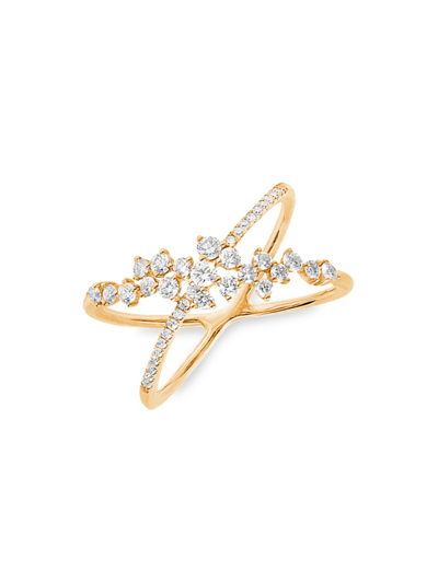 Djula Women's Fairytale 18k Yellow Gold & Diamond Petite Crossed Ring