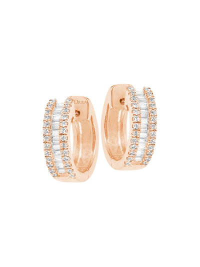 Djula Women's Eclat 18k Rose Gold & Diamond Hoop Earrings