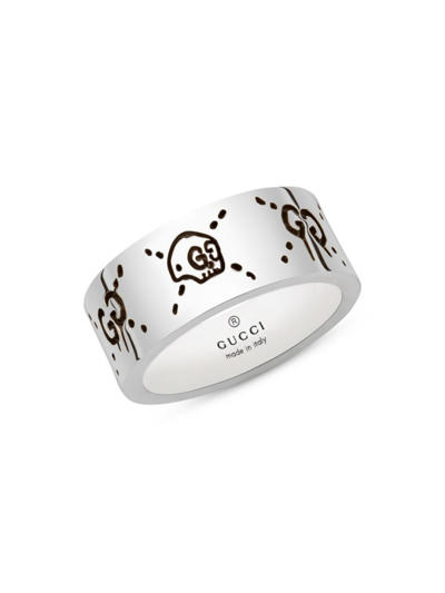 Gucci Sterling Silver Ghost Wide Band Ring