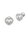 CHOPARD WOMEN'S HAPPY DIAMONDS ICONS 18K WHITE GOLD & DIAMOND HEART STUD EARRINGS,400014767433
