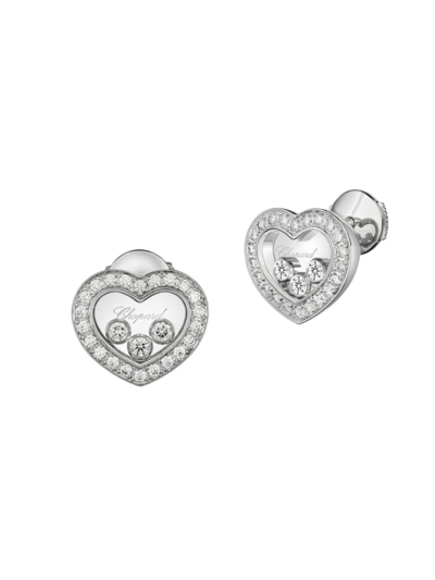 Chopard Women's Happy Diamonds Icons 18k White Gold & Diamond Heart Stud Earrings