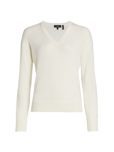 Theory V Neck Cashmere Sweater In Multi