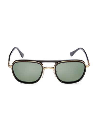 Persol Pillow 50mm Aviator Sunglasses In Gold Black Green