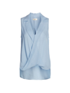 L Agence Freja Draped Silk Blouse In Coted Azur