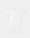 Lafayette 148 Swiss Cotton Rib Scoop Neck Tee In White