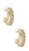 Kendra Scott Livy Pave Double Row Huggie Hoop Earrings In 14k Gold Plate In Metallic Gold