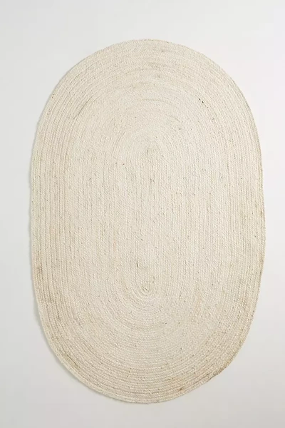 Anthropologie Handwoven Lorne Oval Rug By  In White Size 5x8