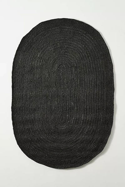 Anthropologie Handwoven Lorne Oval Rug By  In Black Size 3 X 5