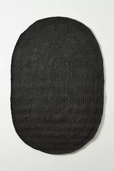 Anthropologie Handwoven Lorne Oval Rug By  In Black Size 3 X 5 In Black