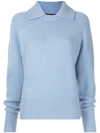 Proenza Schouler Lofty Ribbed Cashmere-blend Collared Sweater In Pale Blue