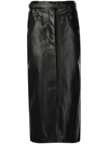 PROENZA SCHOULER BELTED LEATHER MIDI SKIRT