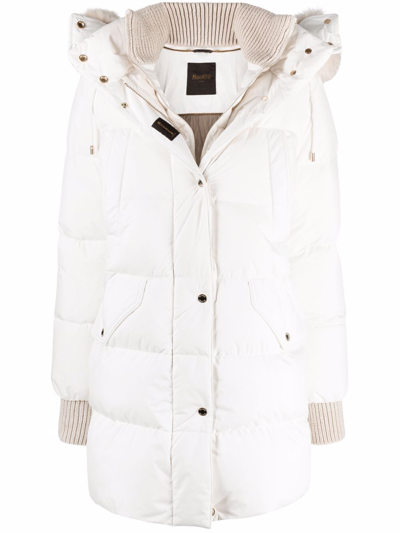 Moorer Quilted Hooded Down Coat In White