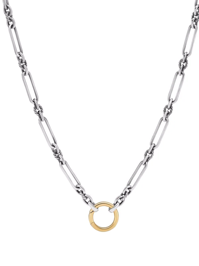 David Yurman 4.5mm Lexington Amulet Vehicle Necklace In Silver And 18k Gold