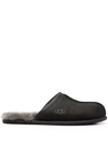Ugg Scuff Mens Lined Leather Scuff Slippers In Black