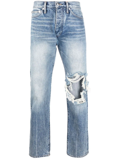 Rhude Ripped-detail Jeans In Blau