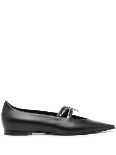 Off-white Paperclip-detail Ballerina Shoes In Schwarz