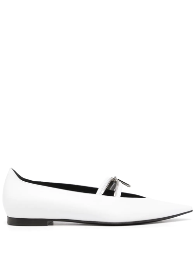 Off-white Paperclip-detail Ballerina Shoes In Weiss