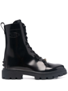 TOD'S LACE-UP LEATHER ANKLE BOOTS