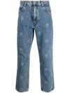 Martine Rose Monogram-print Straight-leg Jeans In Blau