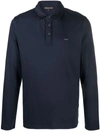 Michael Kors Long-sleeve Cotton Polo Shirt In Blau