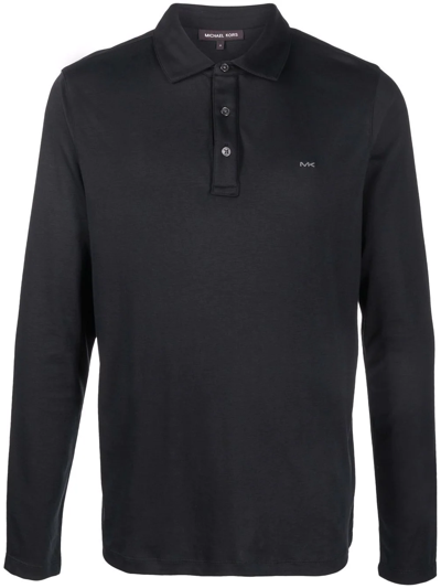 Michael Kors Embroidered-logo Polo Shirt In Black