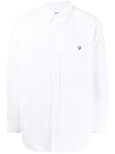A Bathing Ape Embroidered-logo Shirt In Weiss