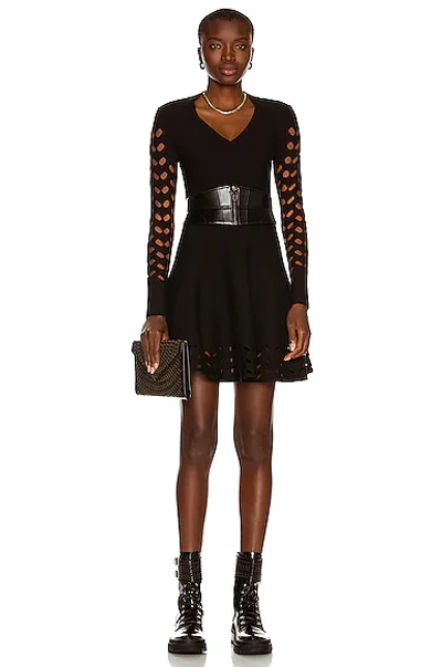 Alaïa Long Sleeve Mini Dress In Noir