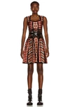 Alaïa Alaia Ladies Rosewood/black Mosaic Jacquard Knit Flared Dress In Bois De Rose & Noir